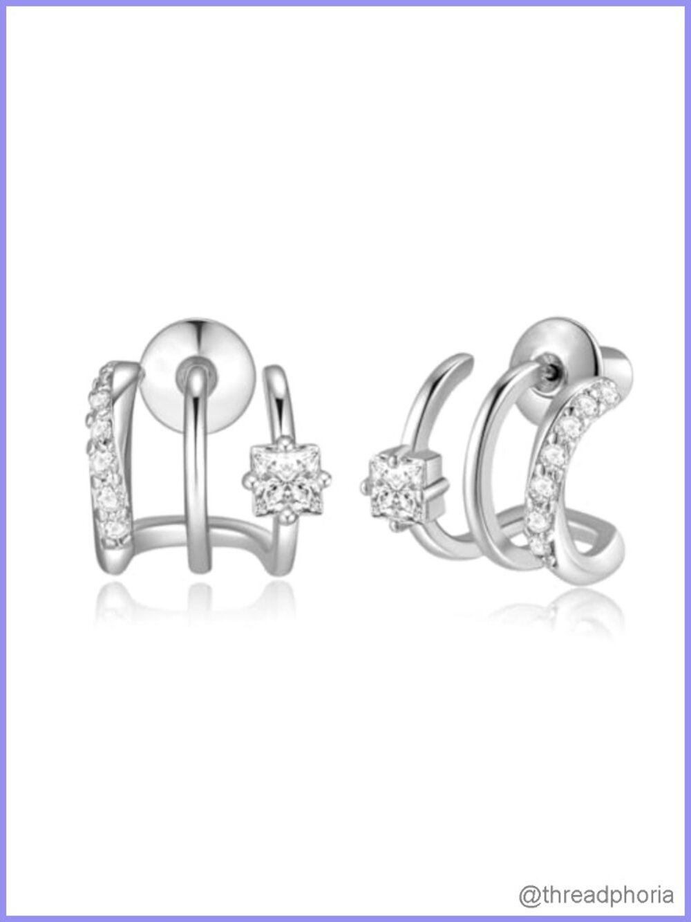 14K Gold Plated Triple Huggie Hoop Stud Earrings Hypoallergenic
